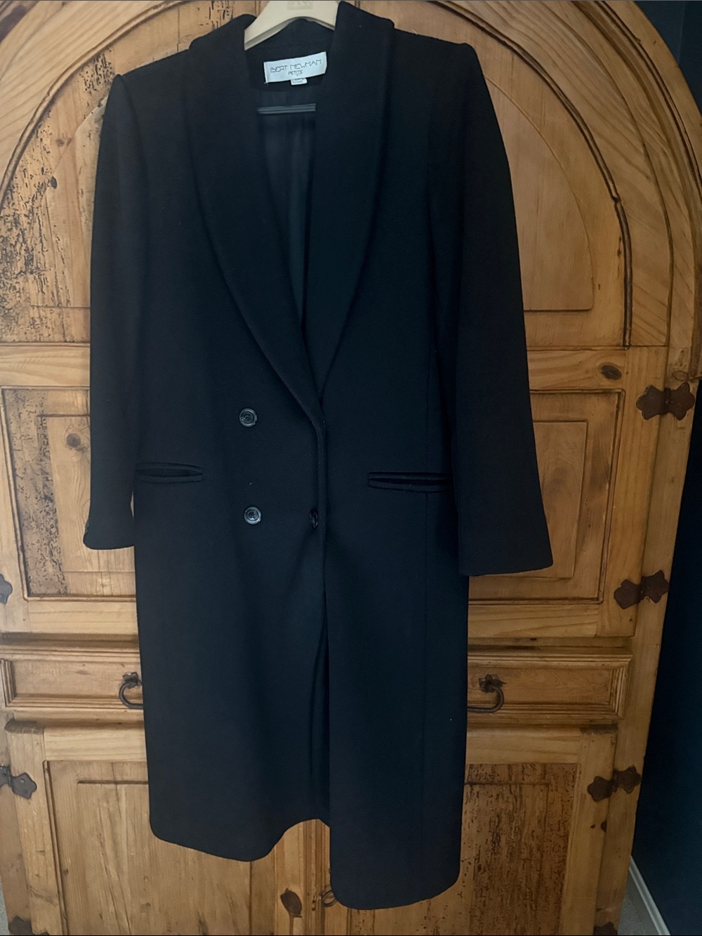 Gorgeous 100% wool Black Long  Coat by Bert Newman